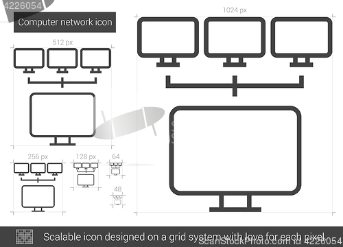 Image of Computer network line icon.