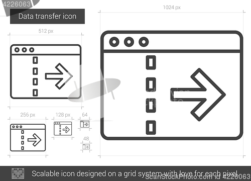 Image of Data transfer line icon.