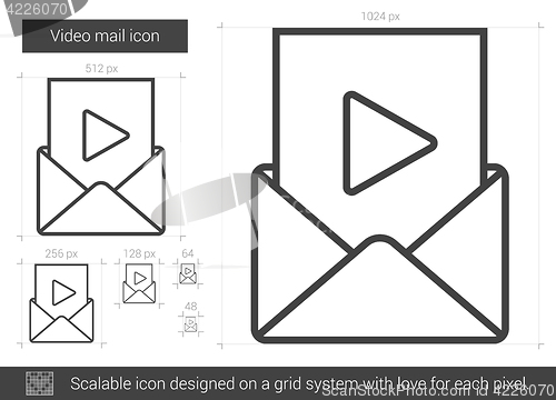 Image of Video mail line icon.
