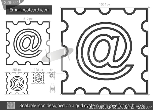 Image of Email postcard line icon.