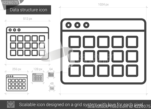 Image of Data structure line icon.