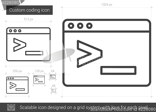 Image of Custom coding line icon.