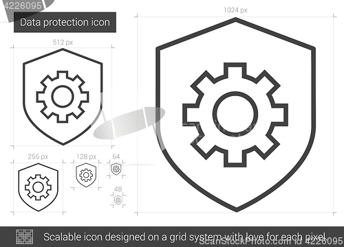 Image of Data protection line icon.