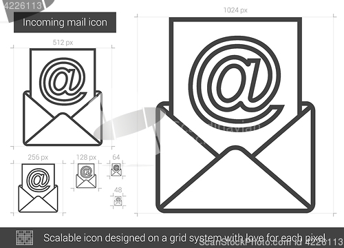 Image of Incoming mail line icon.