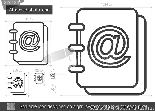 Image of Attached photo line icon.