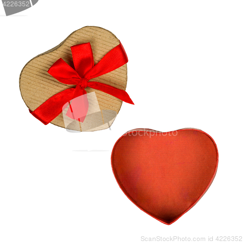 Image of Opened heart shaped gift box