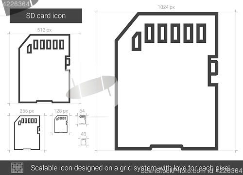 Image of SD card line icon.