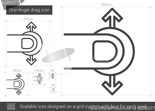 Image of One-finger drag line icon.