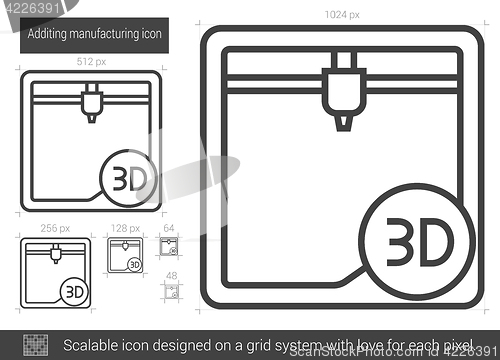 Image of Additing manufacturing line icon.