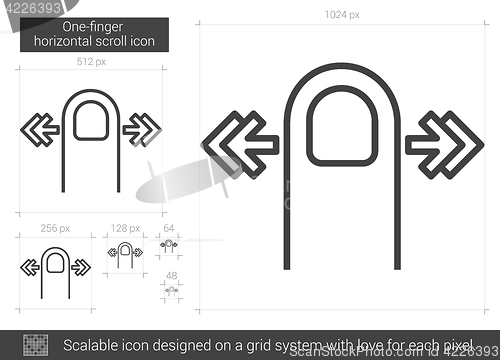 Image of One-finger horizontal scroll line icon.