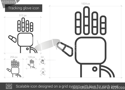 Image of Tracking glove line icon.