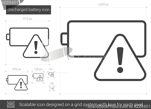 Image of Discharged battery line icon.