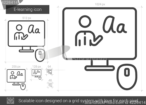 Image of E-learning line icon.