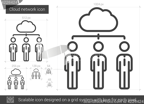 Image of Cloud network line icon.