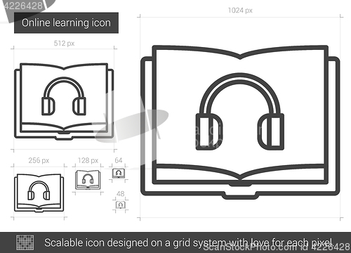 Image of Online learning line icon.