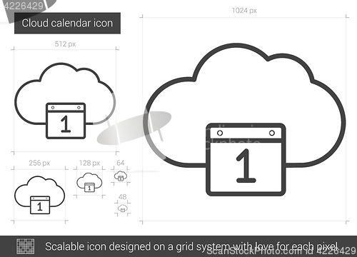 Image of Cloud calendar line icon.