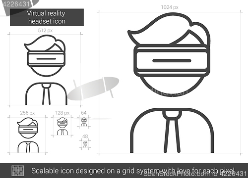 Image of Virtual reality headset line icon.