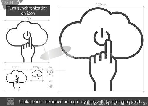 Image of Turn synchronization on line icon.