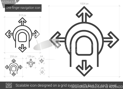 Image of One-finger navigation line icon.