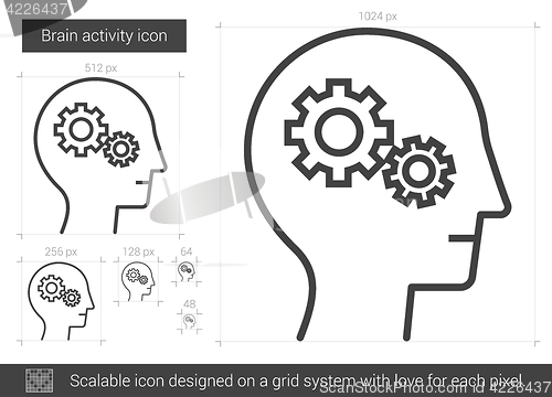 Image of Brain activity line icon.