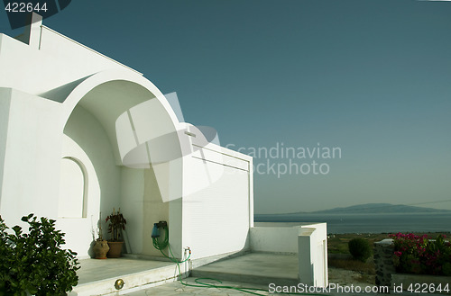 Image of cyclades greek architecture house with aegean view