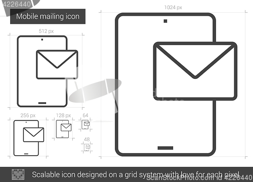 Image of Mobile mailing line icon.