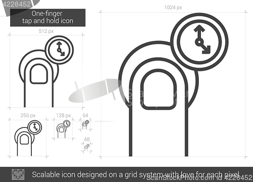 Image of One-finger tap and hold line icon.