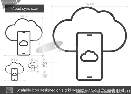 Image of Cloud sync line icon.