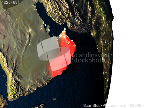 Image of Oman from space during dusk