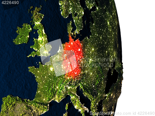 Image of Germany from space during dusk