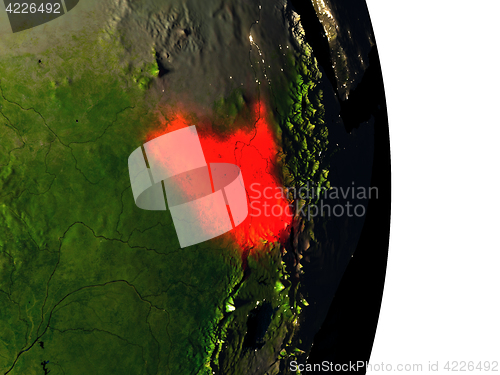 Image of South Sudan from space during dusk