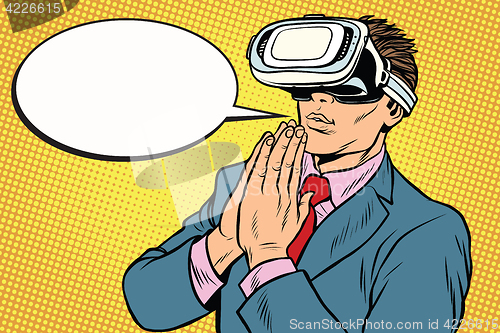 Image of Prayer of VR reality, religion and technology