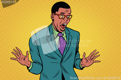 Image of Shocked African American businessman