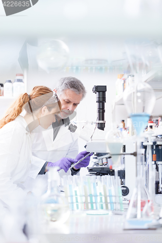 Image of Health care researchers working in scientific laboratory.