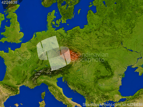 Image of Czech republic from space in red