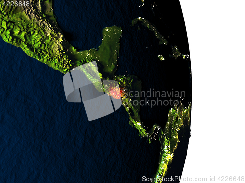 Image of El Salvador from space during dusk