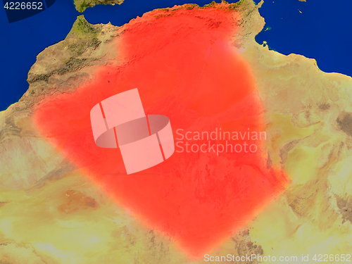 Image of Algeria from space in red