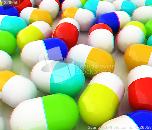 Image of Tablets background. 3D illustration. Anaglyph. View with red/cya