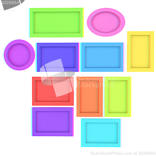 Image of Abstract frames. Conceptual design. 3D illustration. Anaglyph. V
