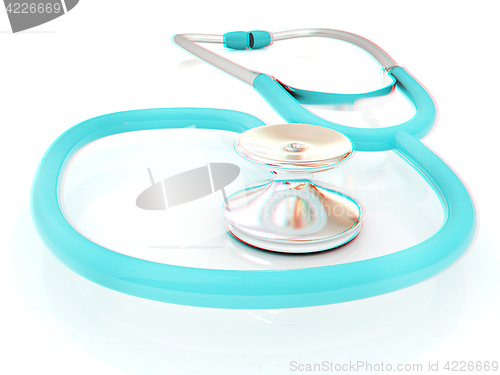 Image of stethoscope. 3d illustration. Anaglyph. View with red/cyan glass