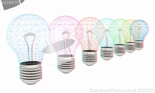 Image of lamps. 3D illustration. Anaglyph. View with red/cyan glasses to 