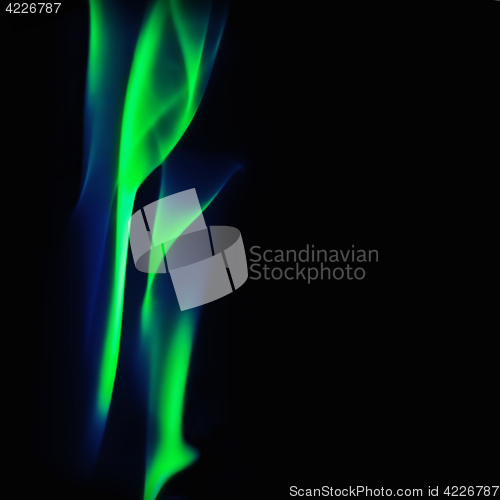 Image of Green-blue Smoke On Black Background