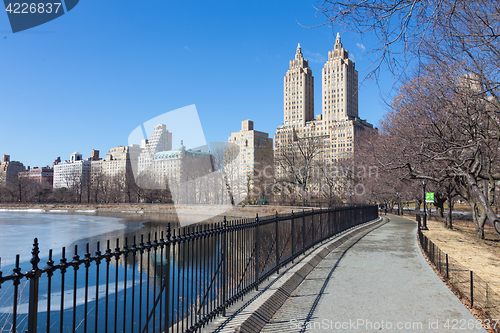 Image of New York City, Central Park with Jacqueline Kennedy Onassis Reservoir.