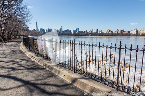 Image of New York City, Central Park with Jacqueline Kennedy Onassis Reservoir.