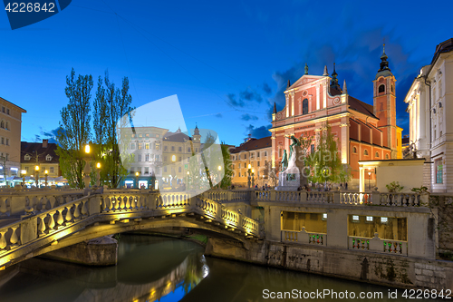 Image of Romantic medieval town of Ljubljana, Slovenia, Europe.