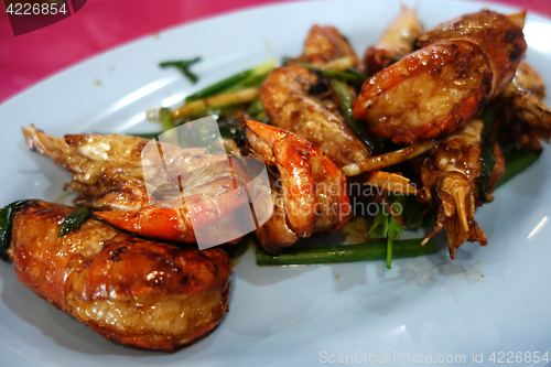 Image of Stirred fried tiger prawns 