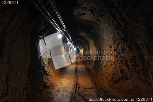 Image of Underground mine passage angle shot