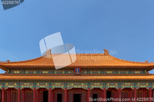 Image of Traditional Chinese building under blue sky