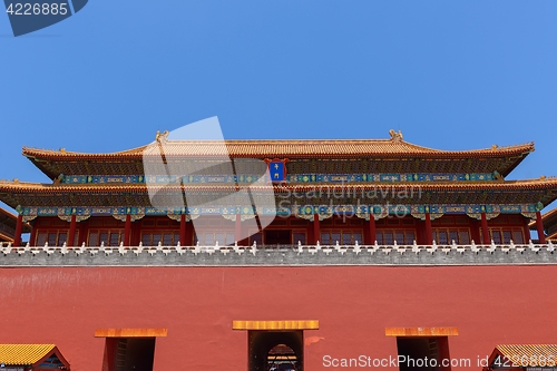 Image of Traditional Chinese building under blue sky