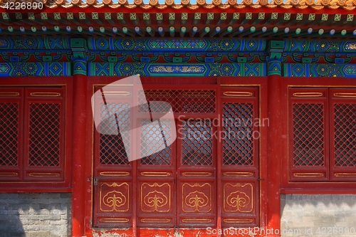 Image of Gateway with red Chinese doors